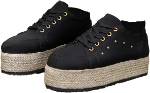 JITUUE Women's Fashion Sneakers Comfortable Casual Hemp Rope Platform Sole Espadrilles Shoes