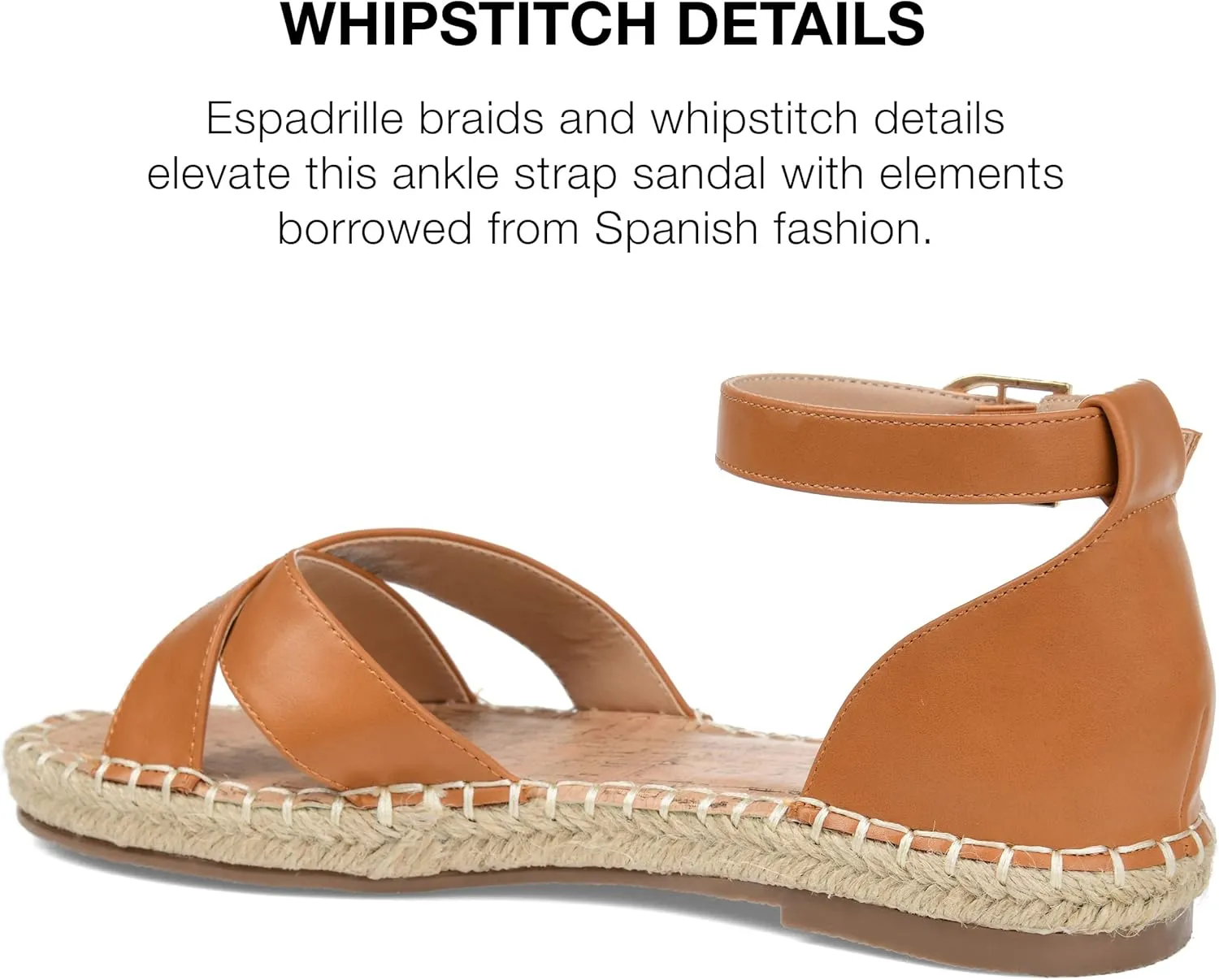 Journee Womens Flat Espadrille Strappy Crisscross Open Round Toe Sandal - Lyddia Buckle Ankle Strap Platform