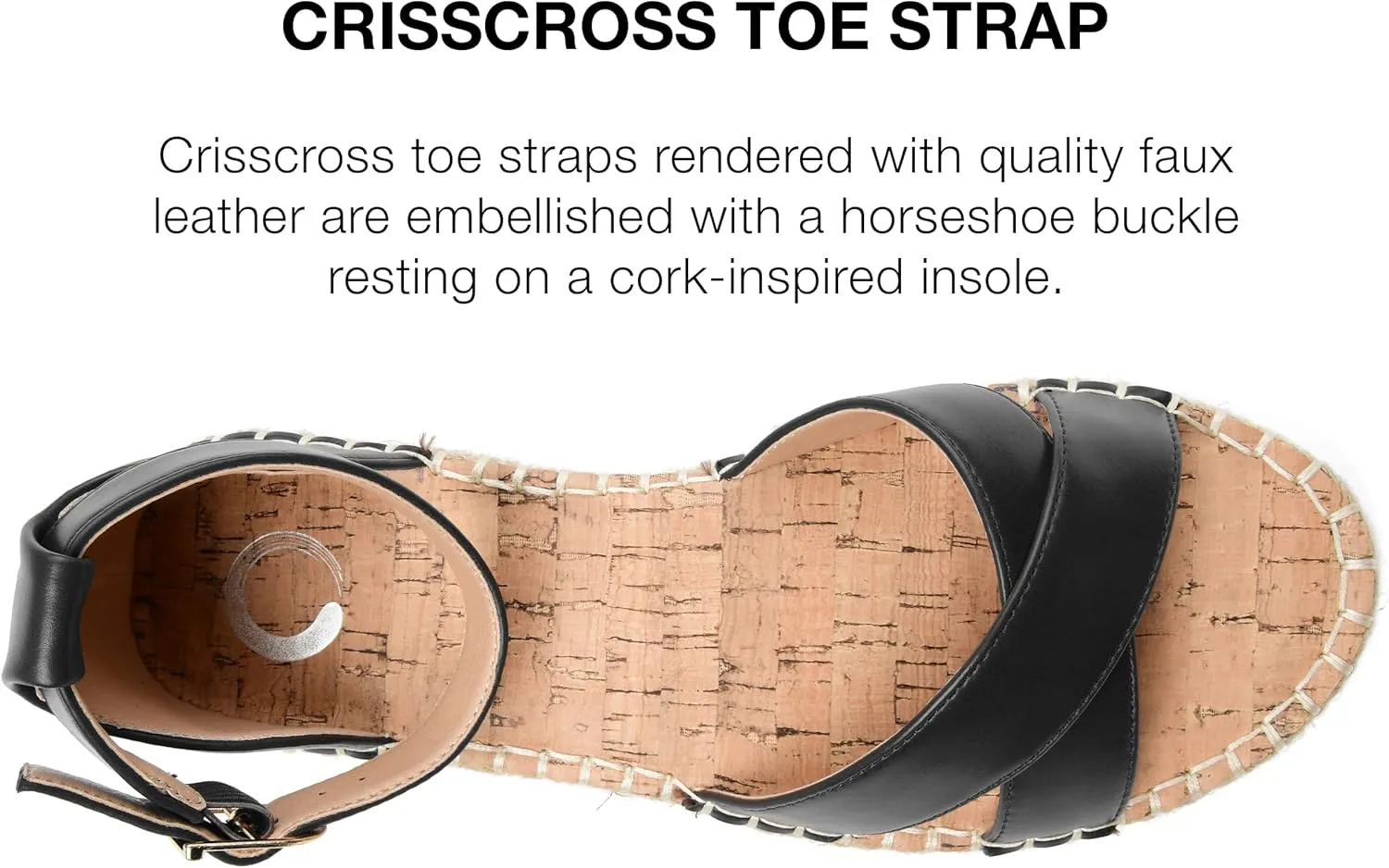 Journee Womens Flat Espadrille Strappy Crisscross Open Round Toe Sandal - Lyddia Buckle Ankle Strap Platform