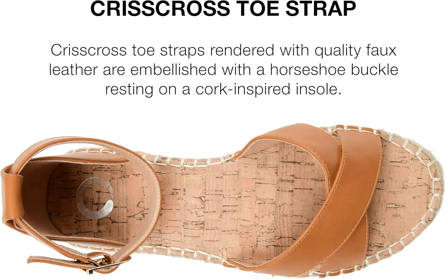 Journee Womens Flat Espadrille Strappy Crisscross Open Round Toe Sandal - Lyddia Buckle Ankle Strap Platform