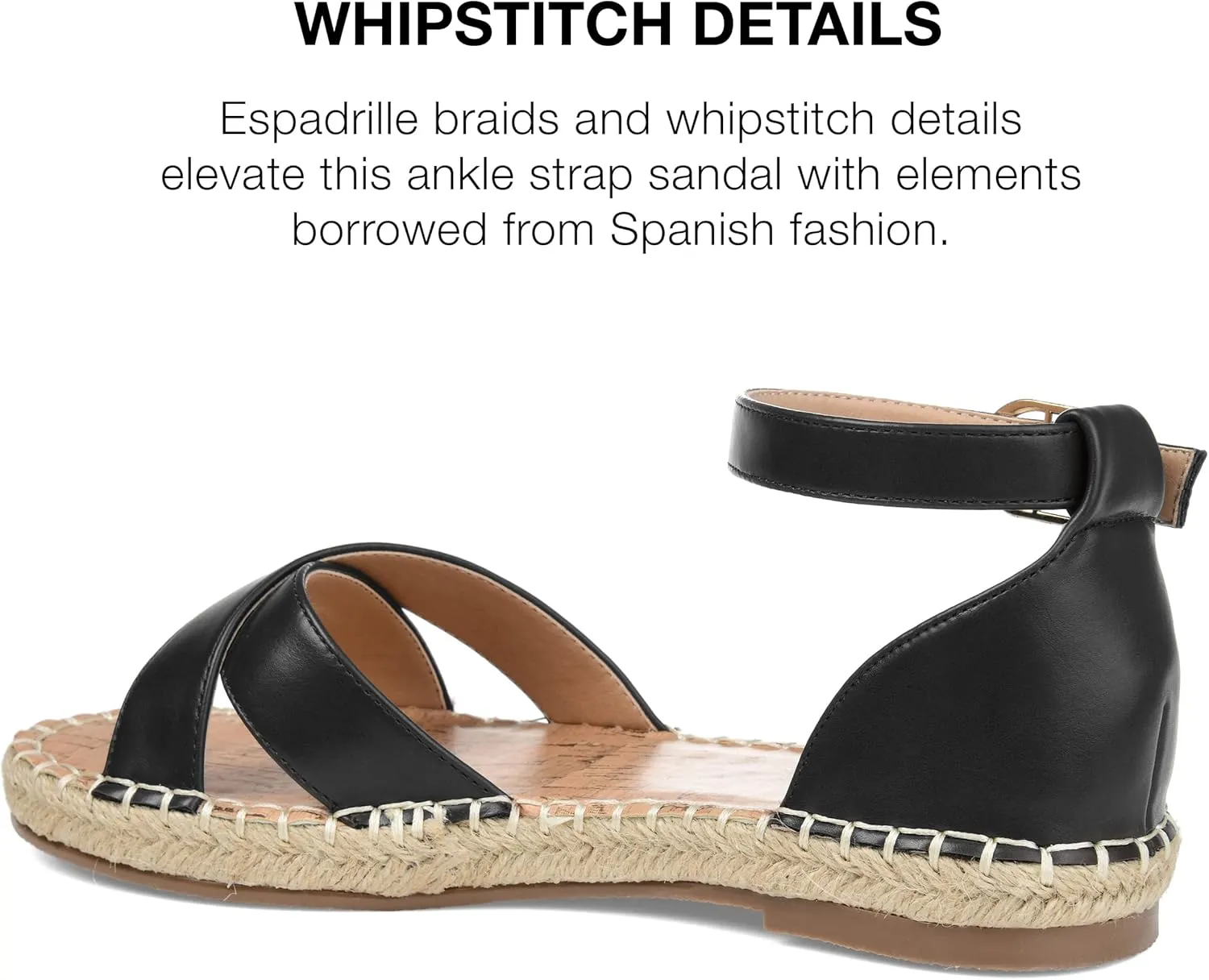 Journee Womens Flat Espadrille Strappy Crisscross Open Round Toe Sandal - Lyddia Buckle Ankle Strap Platform