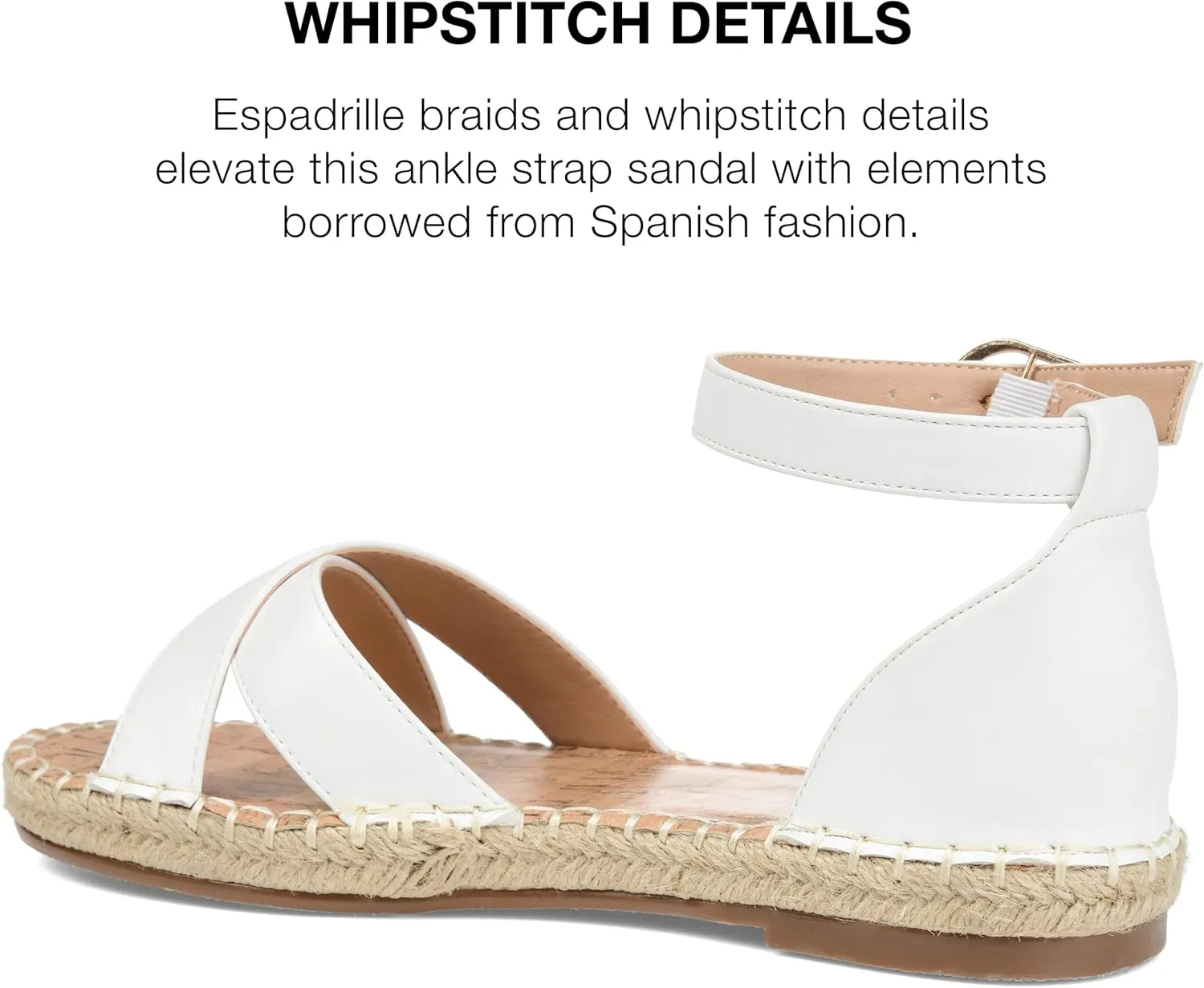 Journee Womens Flat Espadrille Strappy Crisscross Open Round Toe Sandal - Lyddia Buckle Ankle Strap Platform