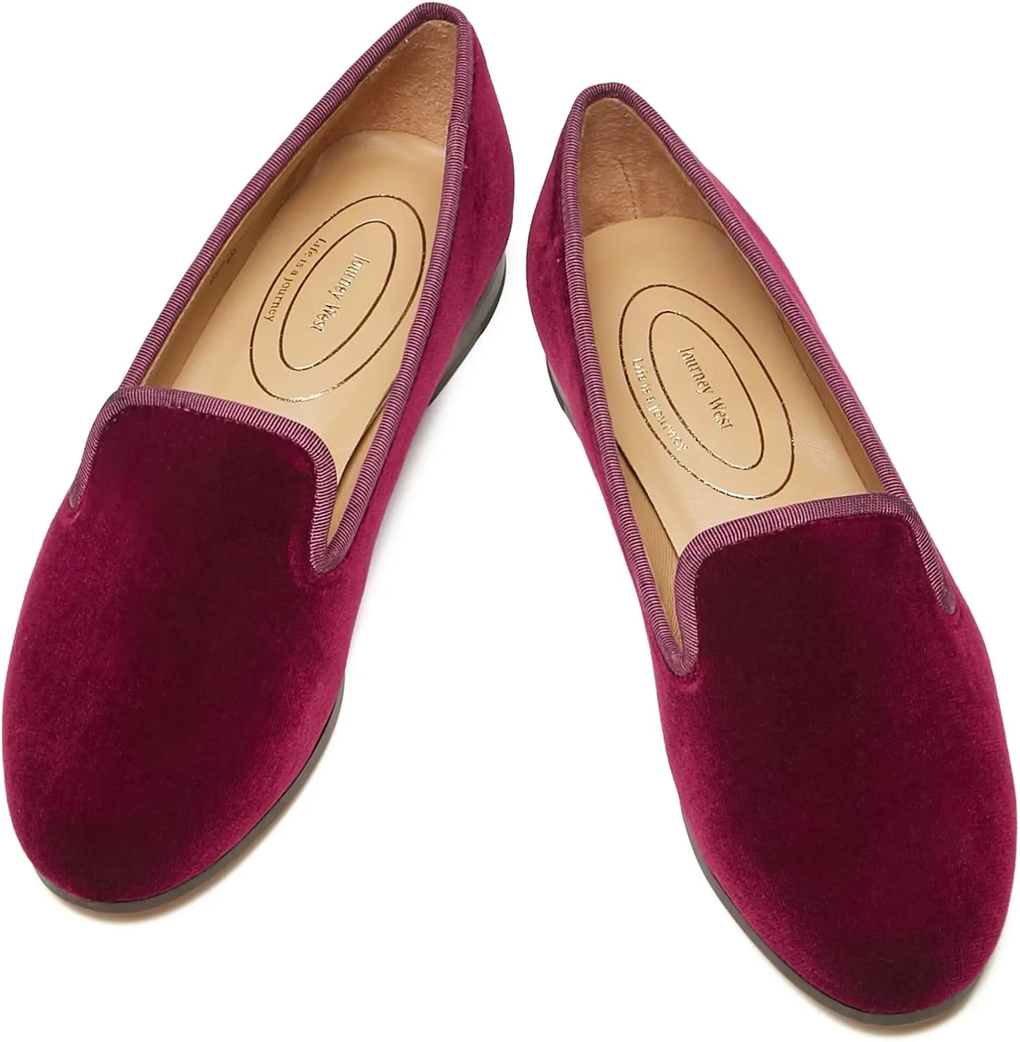 Journey West Women's Velvet Loafer Flat with Embroidery Velvet Slippers