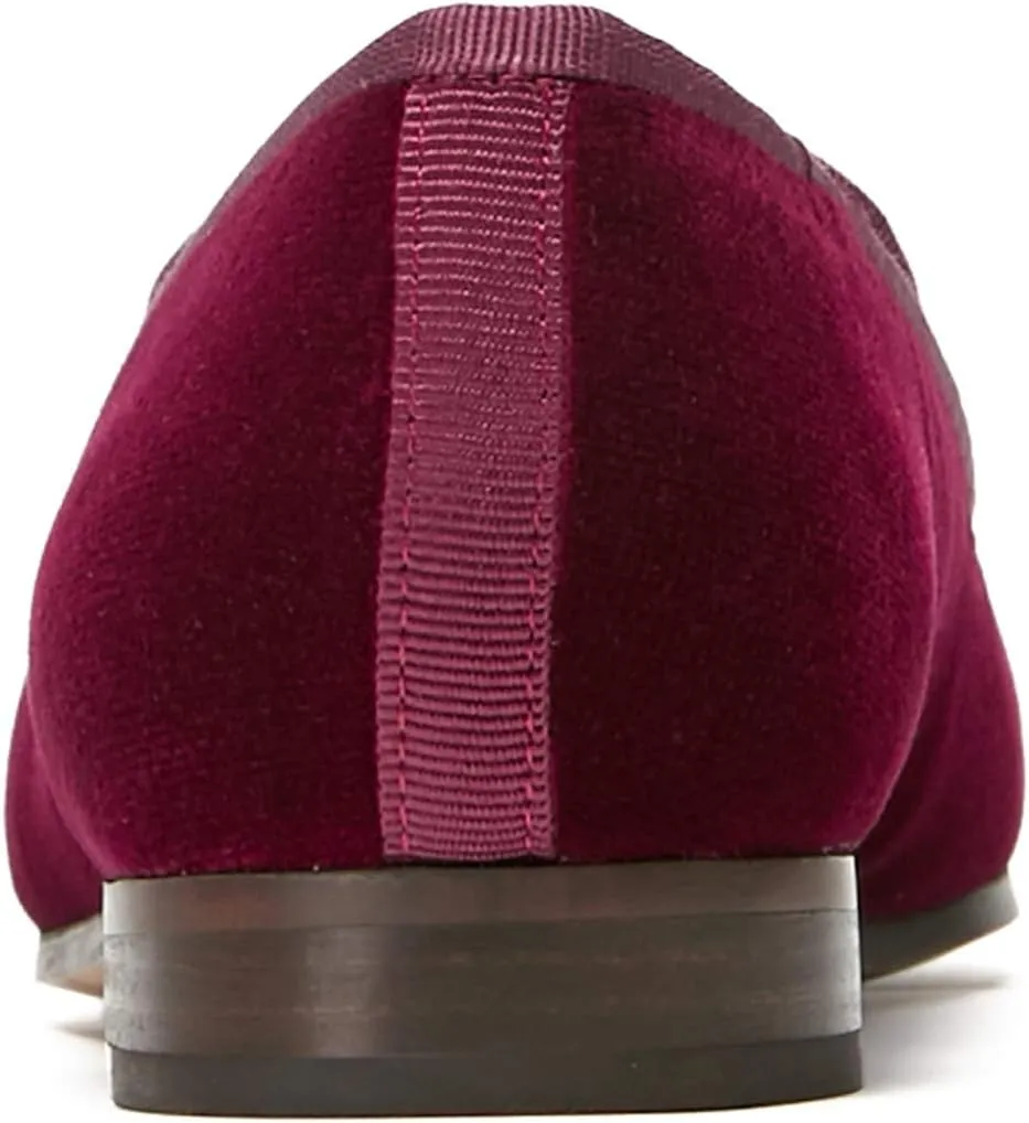 Journey West Women's Velvet Loafer Flat with Embroidery Velvet Slippers