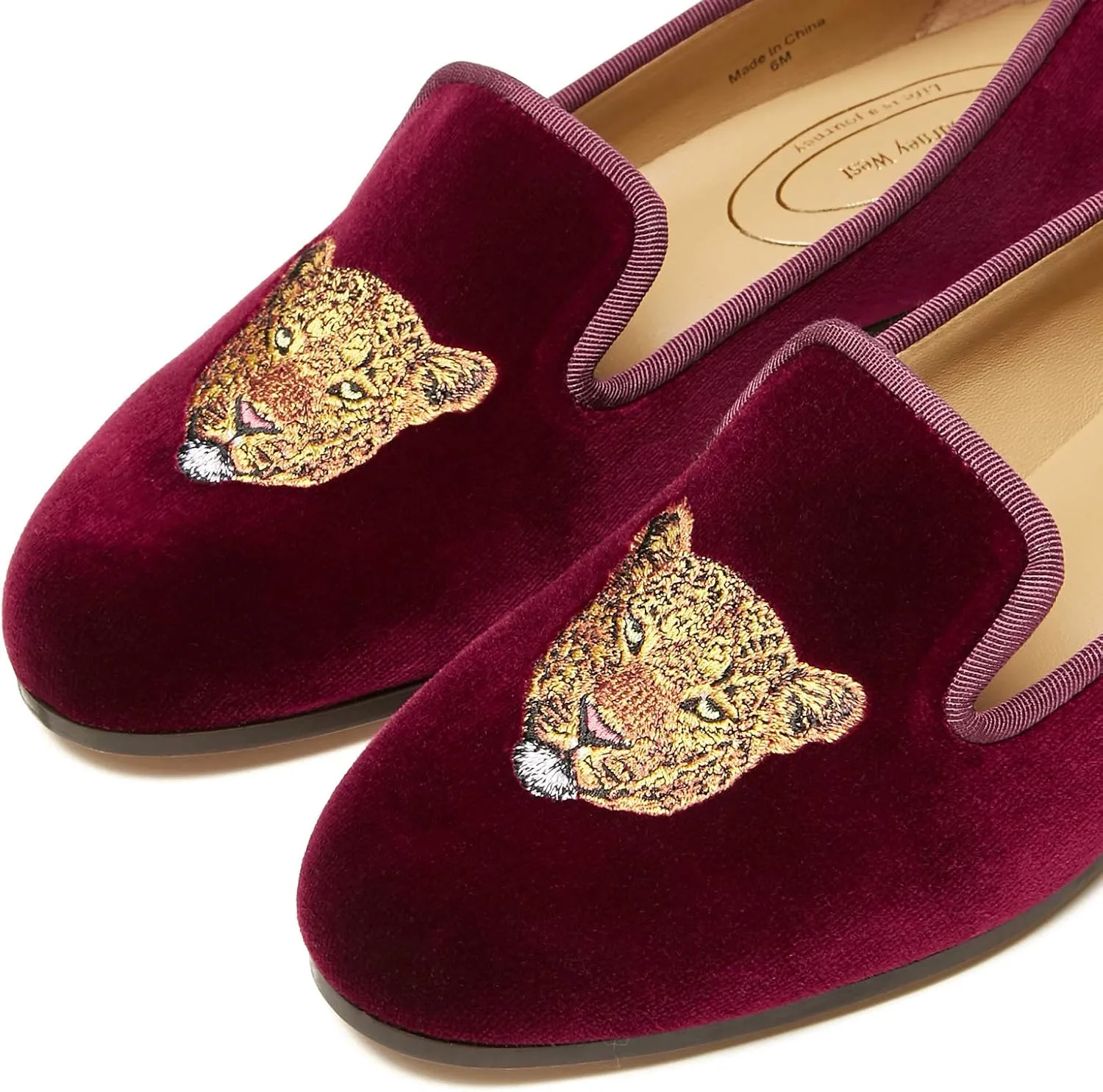 Journey West Women's Velvet Loafer Flat with Embroidery Velvet Slippers