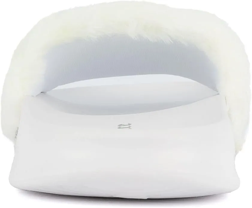 Juicy Couture Women's Fashionable Faux Fur Slide Sandals, Cozy Slip-On with EVA Sole for Indoor & Outdoor Slip-On