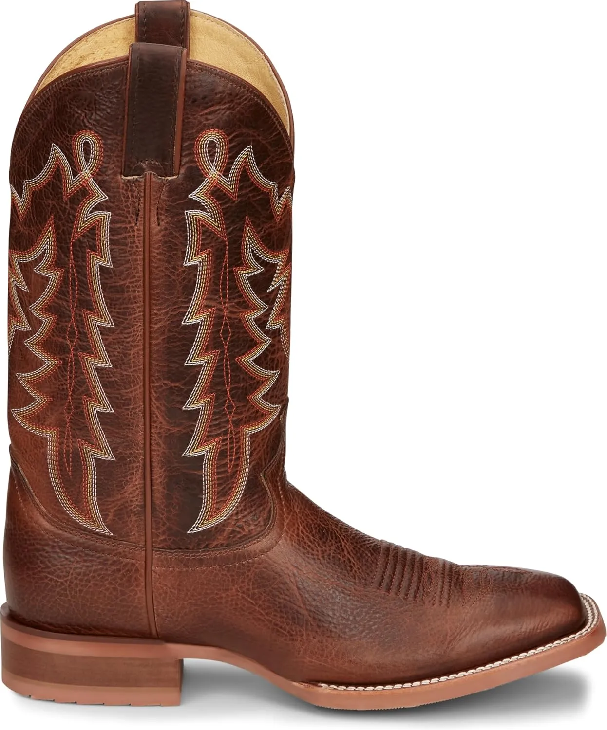 Justin Carsen 12" Square Toe Western Boot for Men - Hand-Distressed Leather, Bold Stitching, Orthotic Comfort, Rubber Outsole