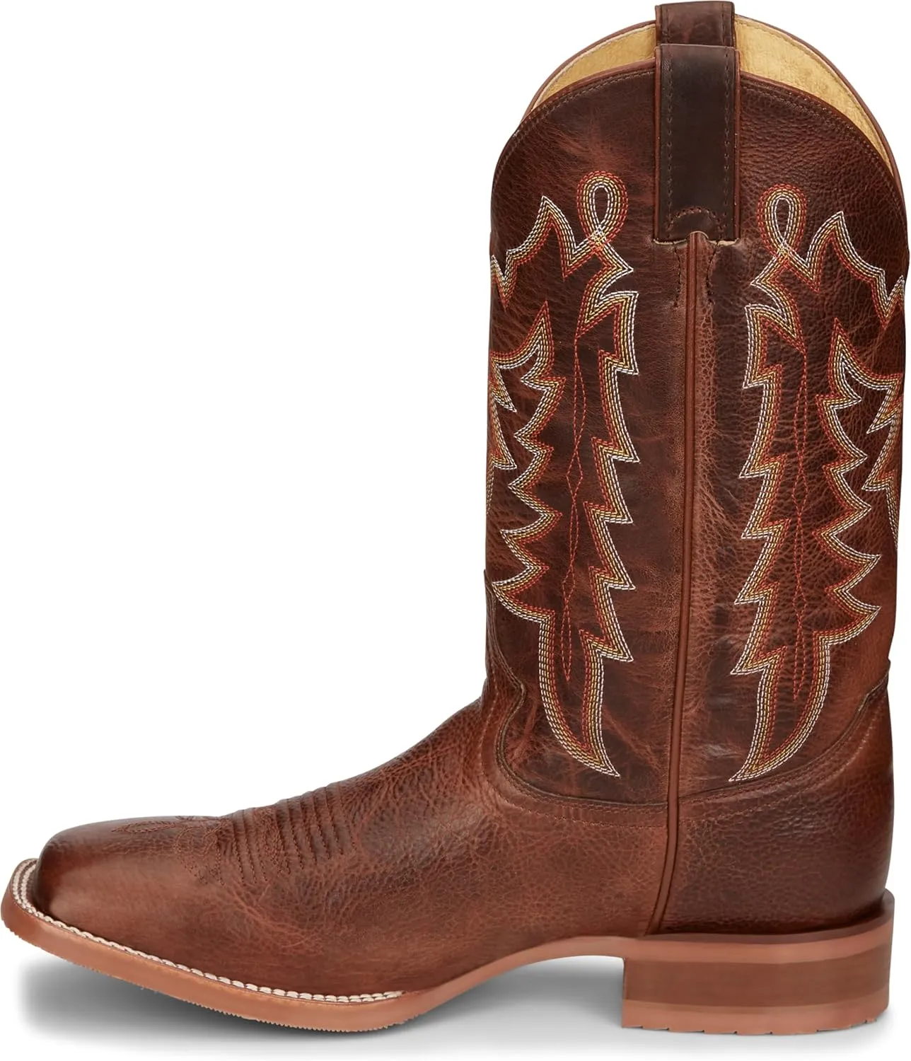 Justin Carsen 12" Square Toe Western Boot for Men - Hand-Distressed Leather, Bold Stitching, Orthotic Comfort, Rubber Outsole