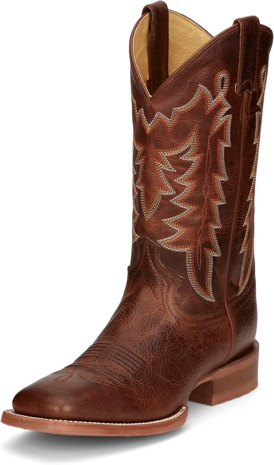Justin Carsen 12" Square Toe Western Boot for Men - Hand-Distressed Leather, Bold Stitching, Orthotic Comfort, Rubber Outsole