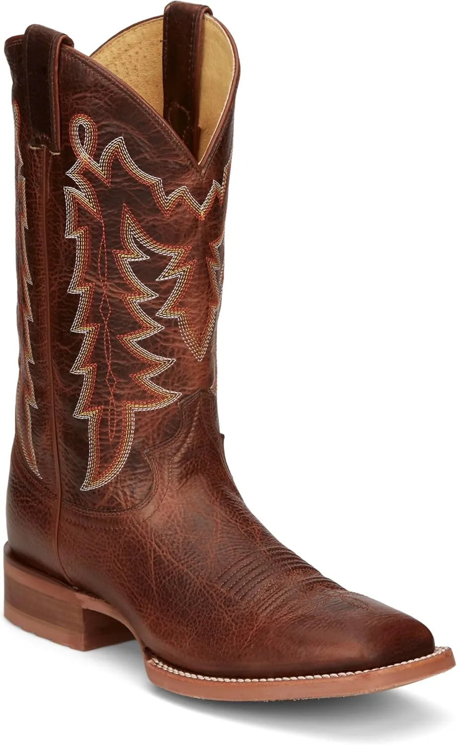 Justin Carsen 12" Square Toe Western Boot for Men - Hand-Distressed Leather, Bold Stitching, Orthotic Comfort, Rubber Outsole