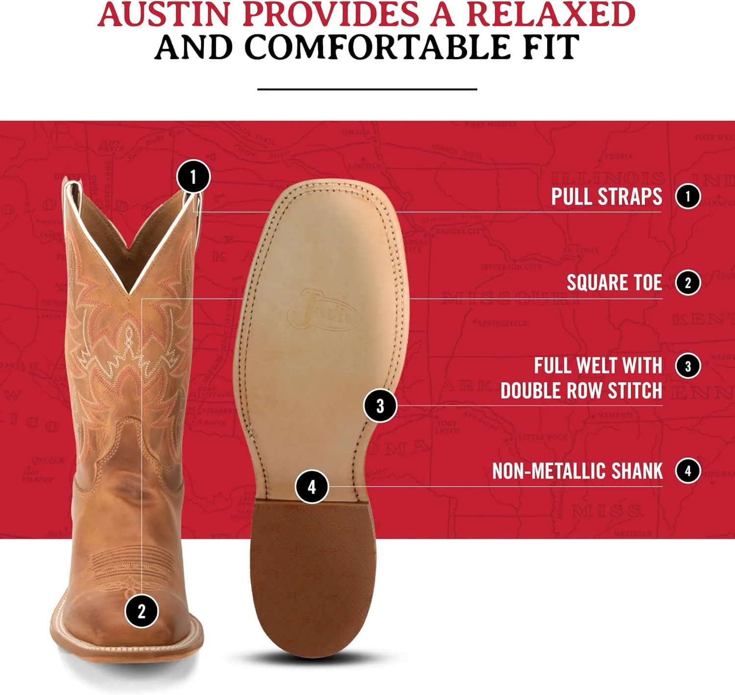Justin Men's Austin II 11" tall Bent Rail Western Boot