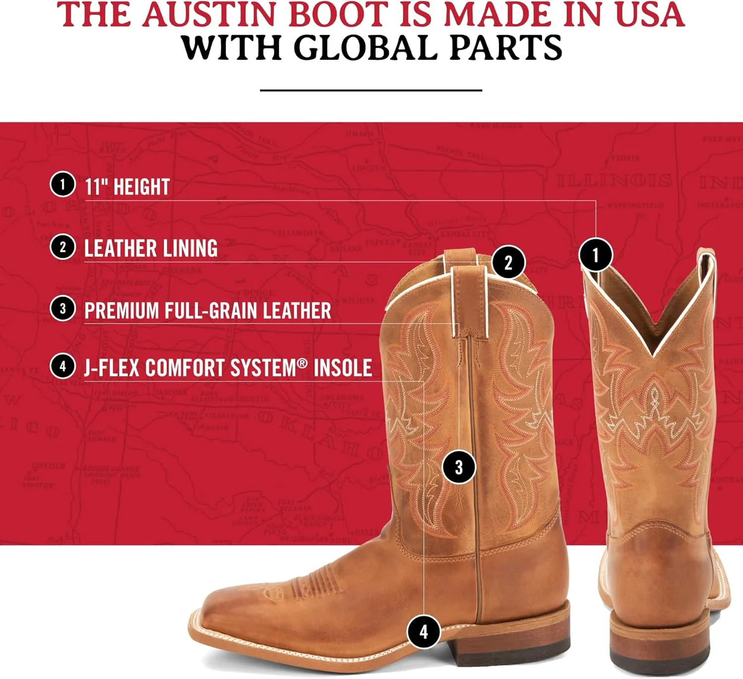 Justin Men's Austin II 11" tall Bent Rail Western Boot