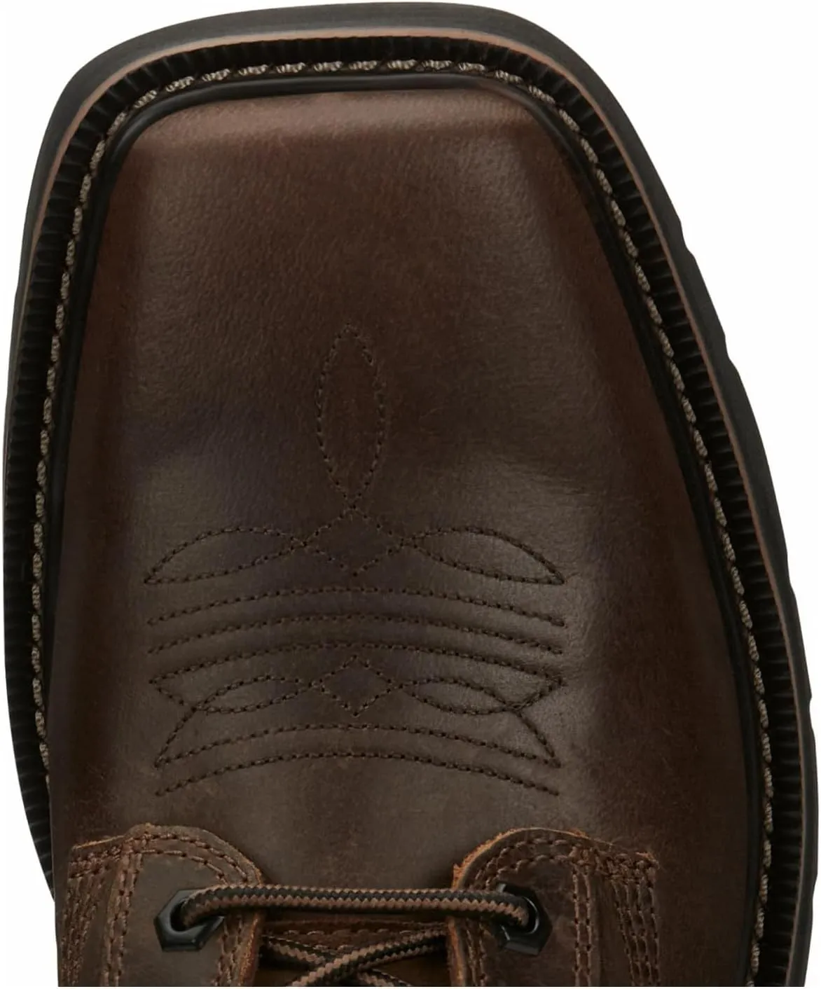 Justin Pulley 8" Work Boots for Men - Square Toe Full-Grain Leather Upper with Oil- and Slip-Resistant Rubber Outsole, EH-Rated