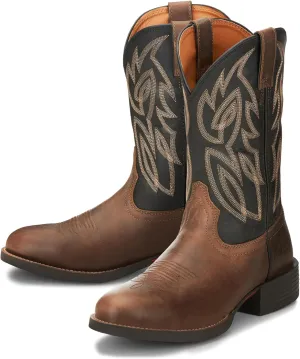 Justin Rendon 11" Western Boot - Men's Round Toe, Cowhide, Removable Orthotic Insole, Slip-Resistant Rubber Outsole