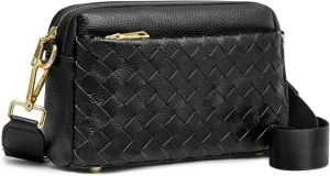 Kattee Woven Bag for Women, Small Soft Genuine Leather Shoulder Purses and Handbags Crossbody