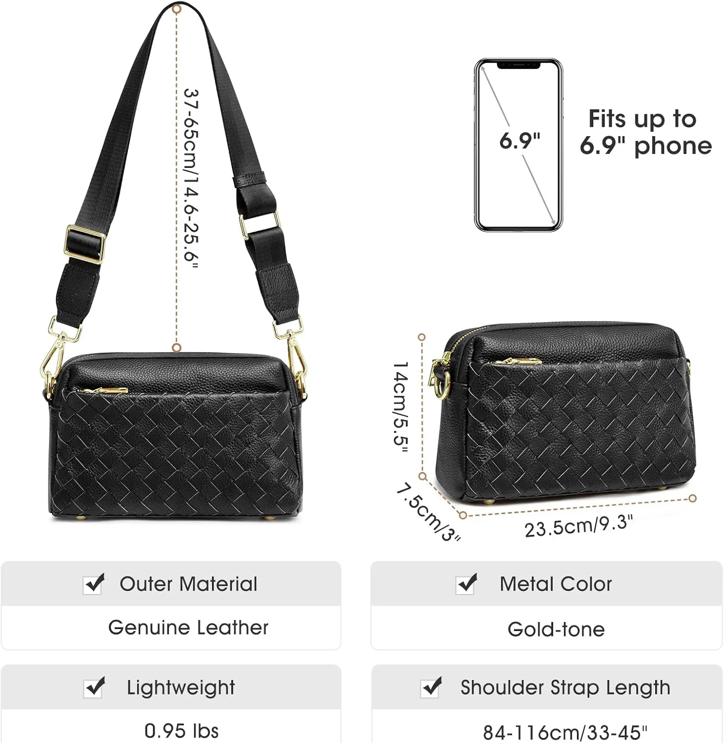 Kattee Woven Bag for Women, Small Soft Genuine Leather Shoulder Purses and Handbags Crossbody