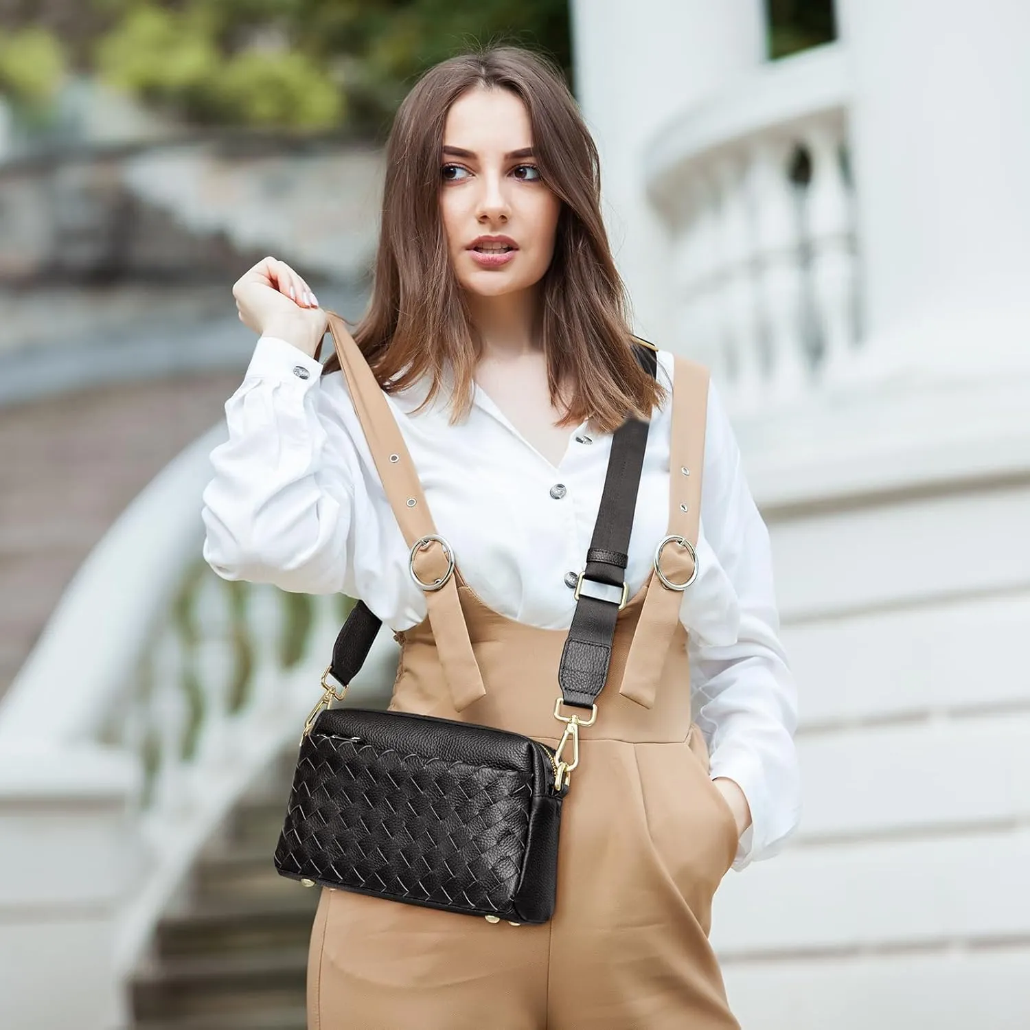 Kattee Woven Bag for Women, Small Soft Genuine Leather Shoulder Purses and Handbags Crossbody