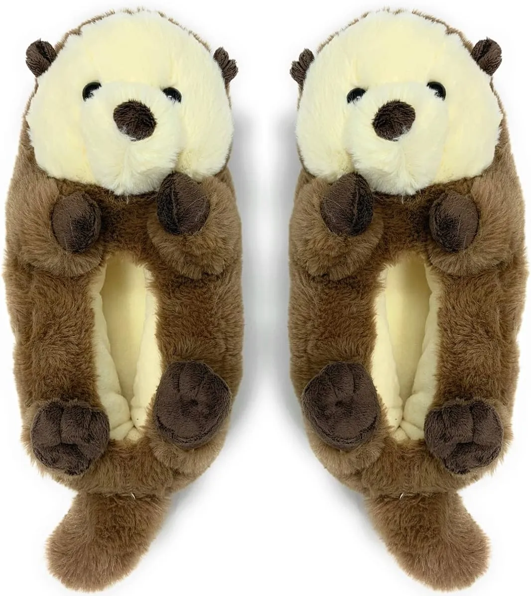 Kids Funny Soft Fuzzy Animal Slippers, Cute Cozy Non-Slip House Shoes for Boys & Girls, Shoe Size 1-4