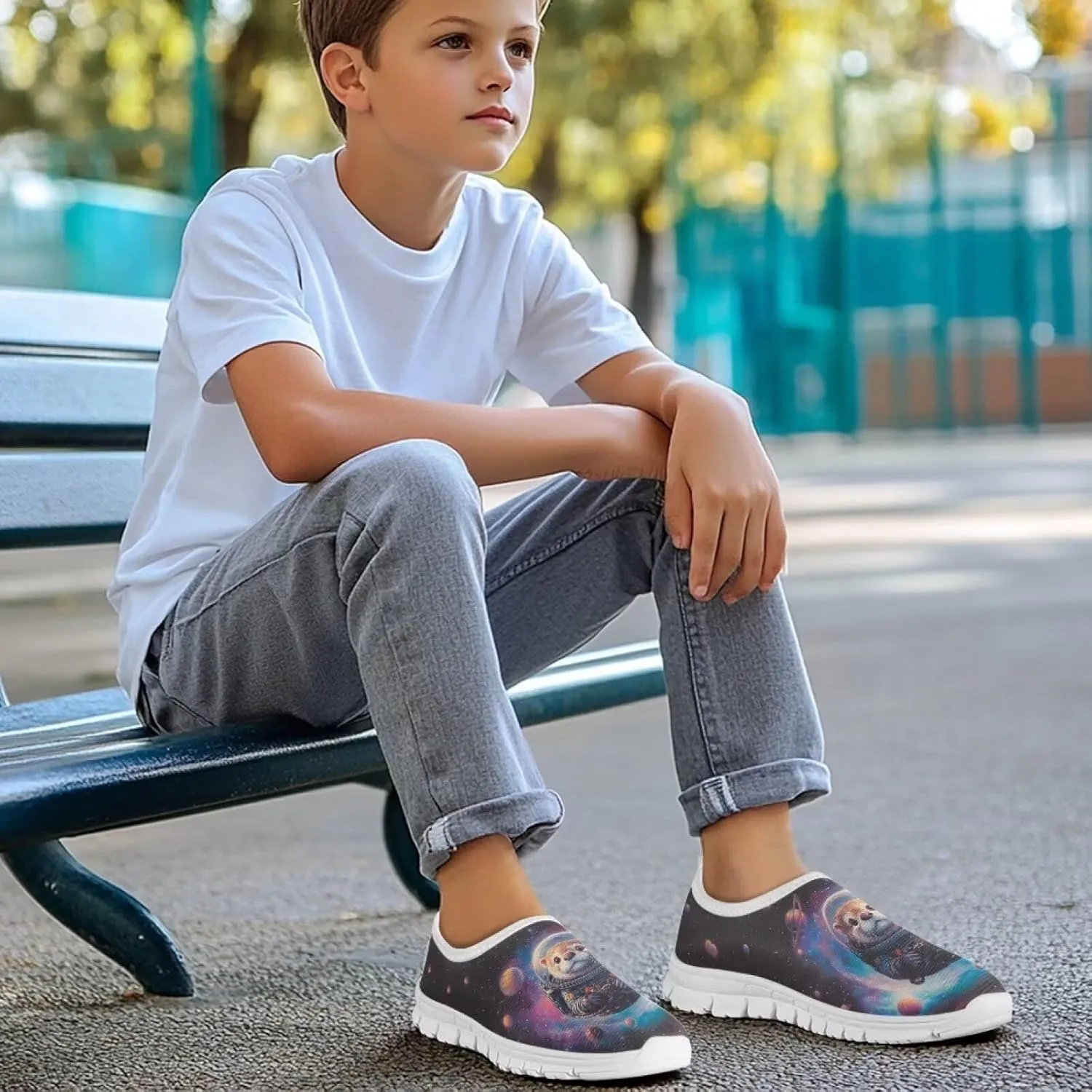 Kids School Running Athletic Shoes Girls Slip On Sneakers for Travel