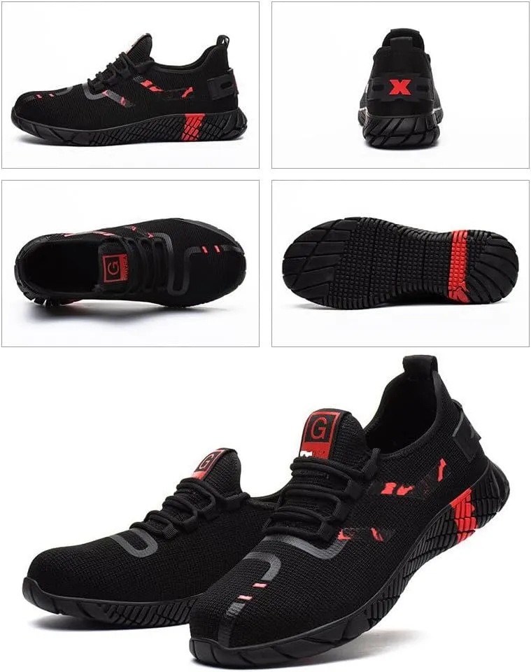 KUNWFNIX Steel Toe Sneakers for Men Women Lightweight Safety Shoes Comfortable Puncture Proof Slip On Composite Toe Work Shoes