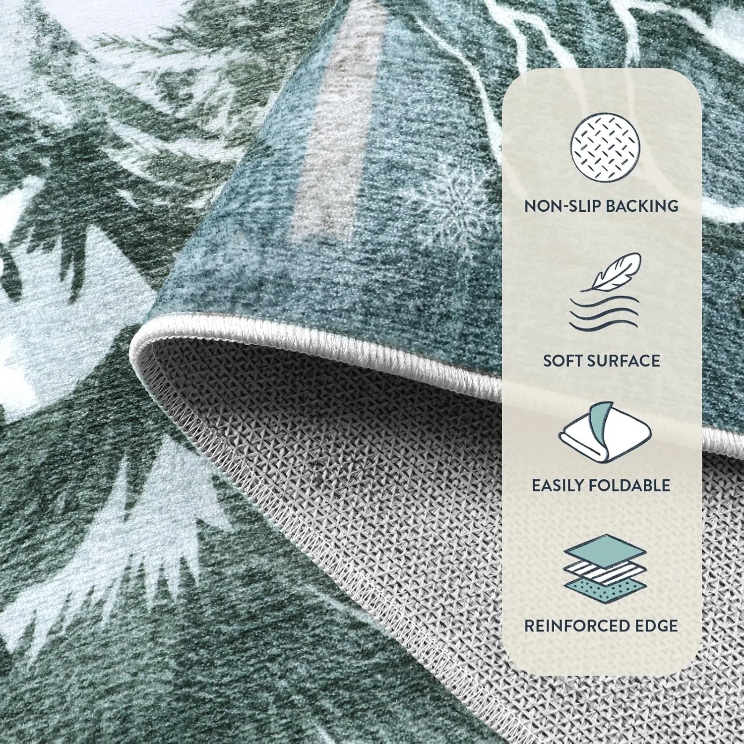 Lahome Winter Jungle 8x10 Rugs for Living Room, Washable Area Rugs 8x10 Dining Room Rug, Large Soft Bedroom Carpet Winter Forest Non Slip Non Shedding Indoor Carpet for Office Room Decor