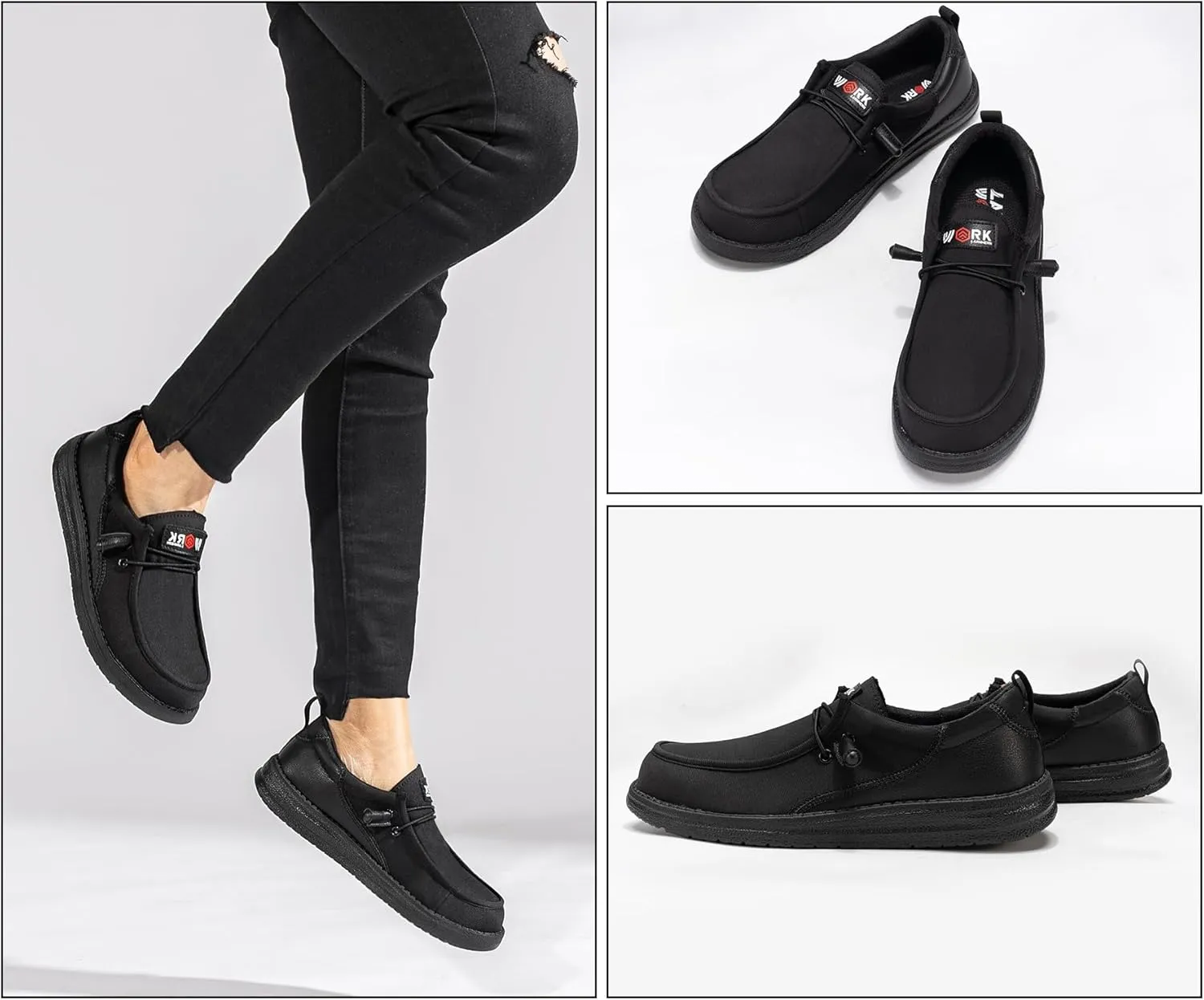 LARNMERN Steel Toe Slip On Work Shoes Mens Safety Sneakers Walking Shoe Lightweight Steel Toe Loafers