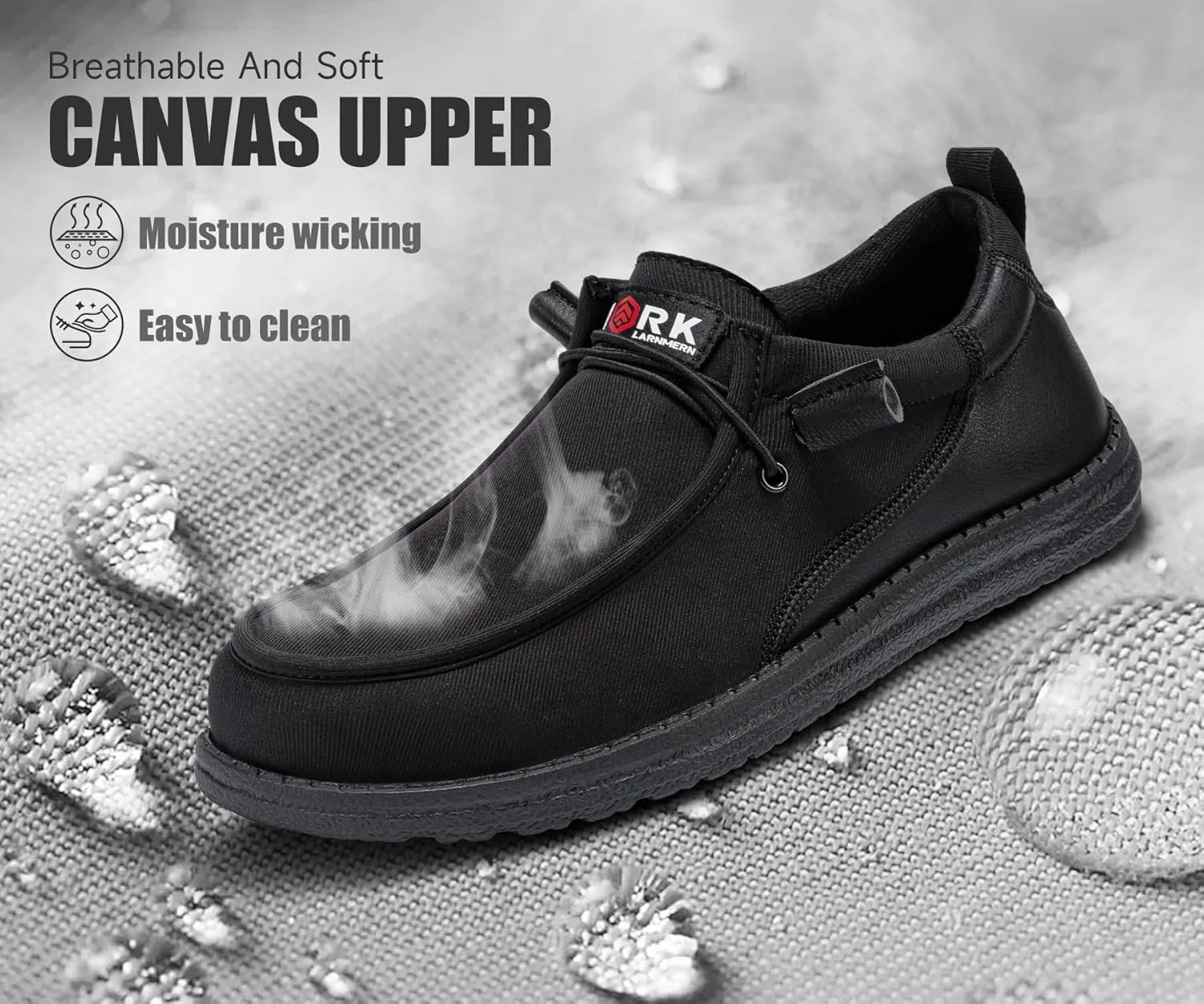 LARNMERN Steel Toe Slip On Work Shoes Mens Safety Sneakers Walking Shoe Lightweight Steel Toe Loafers