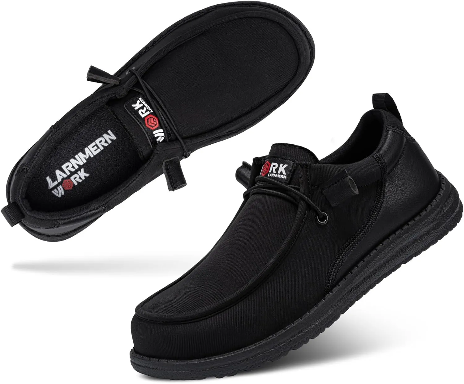 LARNMERN Steel Toe Slip On Work Shoes Mens Safety Sneakers Walking Shoe Lightweight Steel Toe Loafers