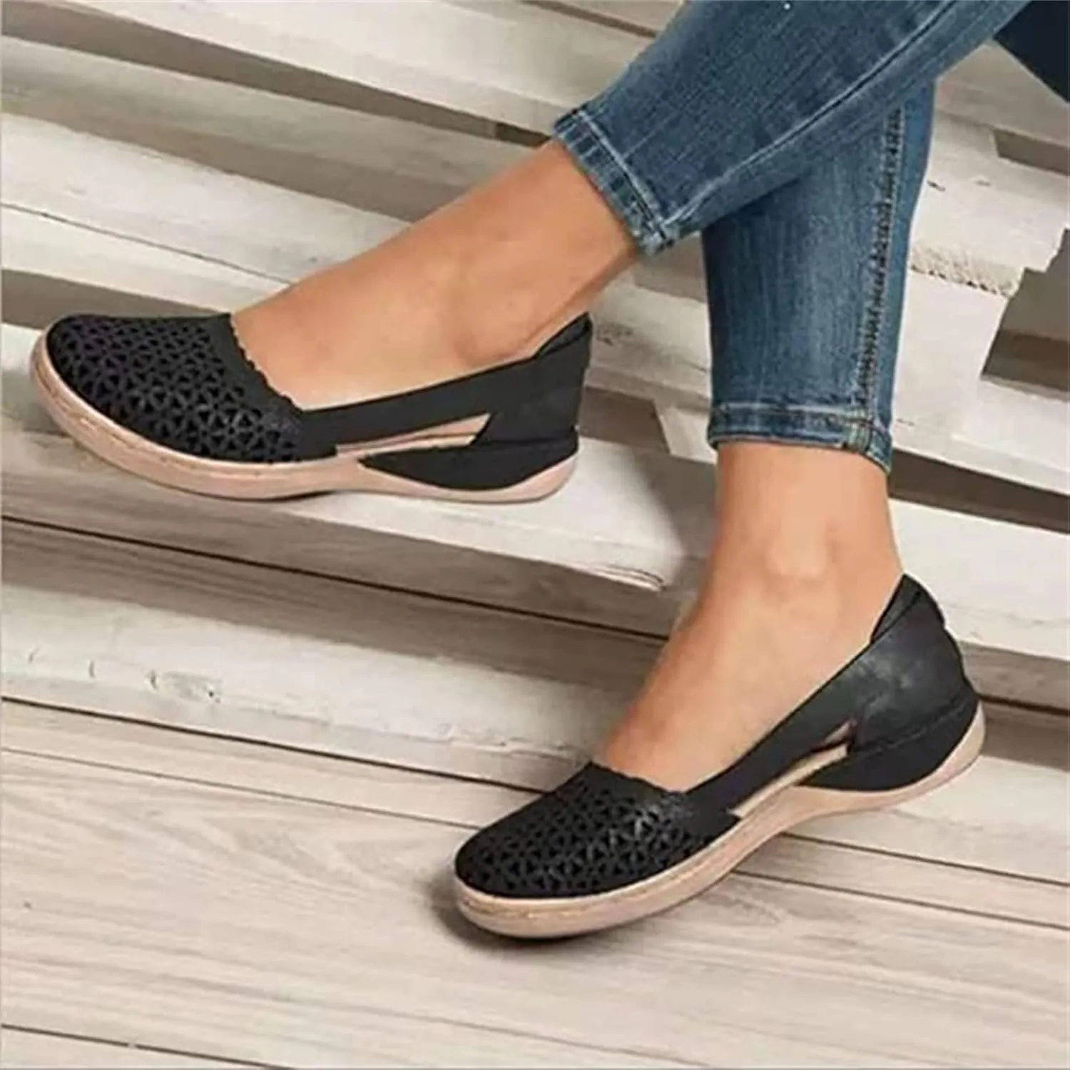 Lausiuoe Shoes For Women Sneakers Cute Low Top Canvas Walking Shoes Casual Fashion Slip On Soft Non-Slip Flat Loafers