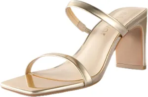 Leevar Square Toe Heels Sandals - White Black Nude Heels Chunky Two Strap Low Heels for Women Leather Mule Sandals Slip On Block Heels for Party Dating Daily Standard Size 2.75 Inch