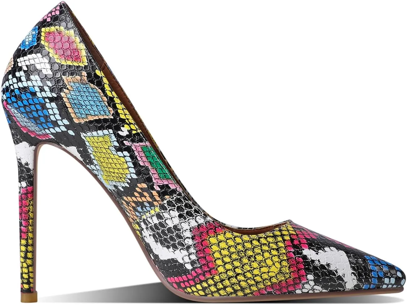 LEHOOR Women Pointed Toe Stiletto High Heels Snakeskin Slip On Stiletto Heel Pumps 5 inch Thin High Heel Sandals Closed Pointy Toe Sexy Fashion Wedding Party Evening Stilettos 4-11 M US