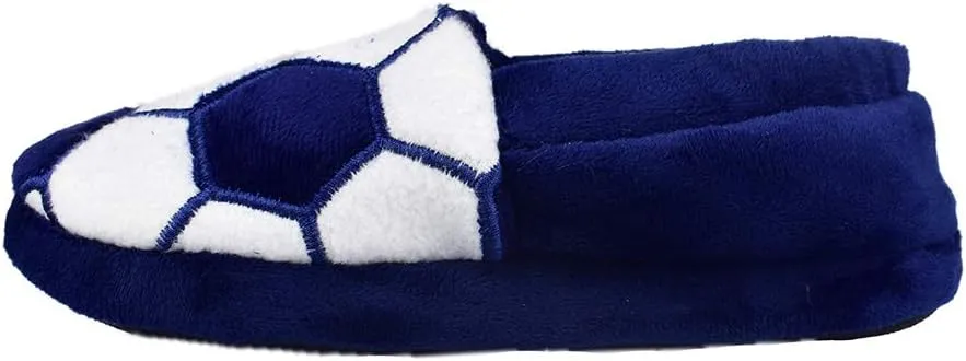 Little Kids Big Boys Warm Slippers with Soft Memory Foam Slip-on Indoor Football Slippers