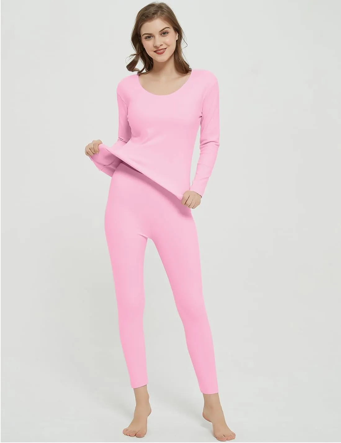 Locachy Cotton Thermal Underwear for Women Ultra Soft Long Johns Top & Bottom Set