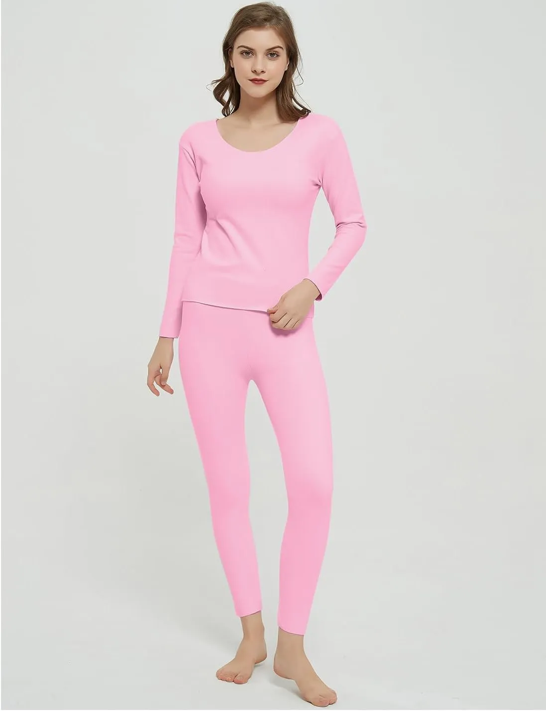Locachy Cotton Thermal Underwear for Women Ultra Soft Long Johns Top & Bottom Set