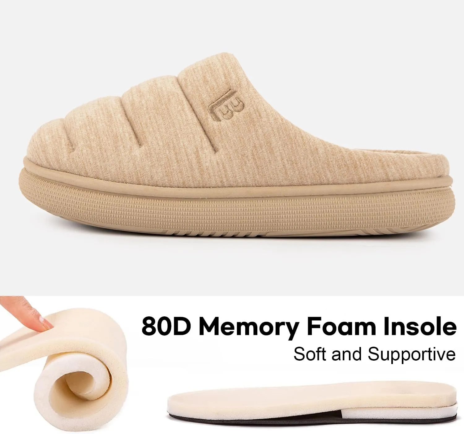 LongBay Women's House Slippers Ultra-Soft Memory Foam Bedroom Shoes Slip On Clogs for Indoor Outdoor