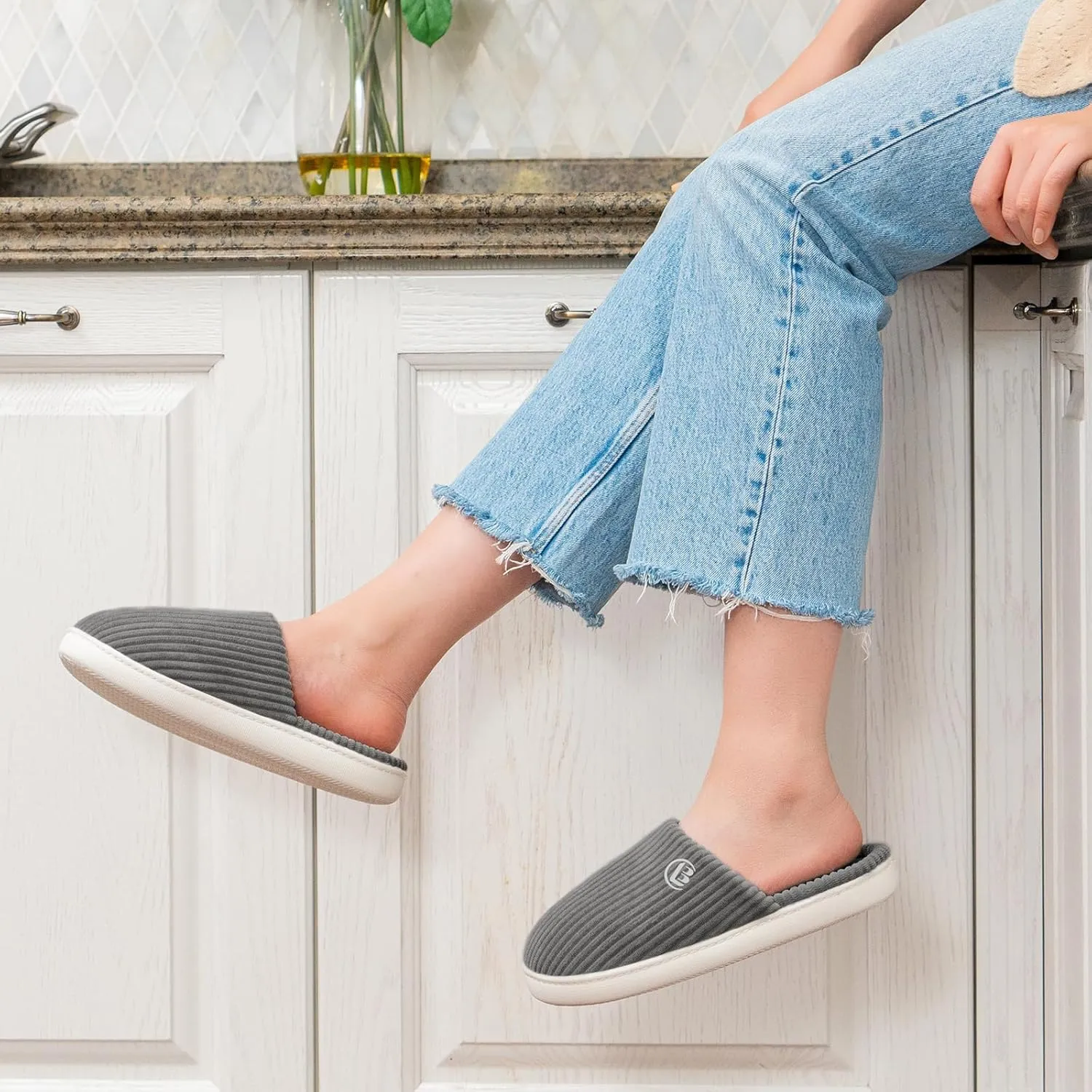 LongBay Women's Slippers Soft Comfy Memory Foam Slip-On Indoor House Shoes with Non-Slip Sole