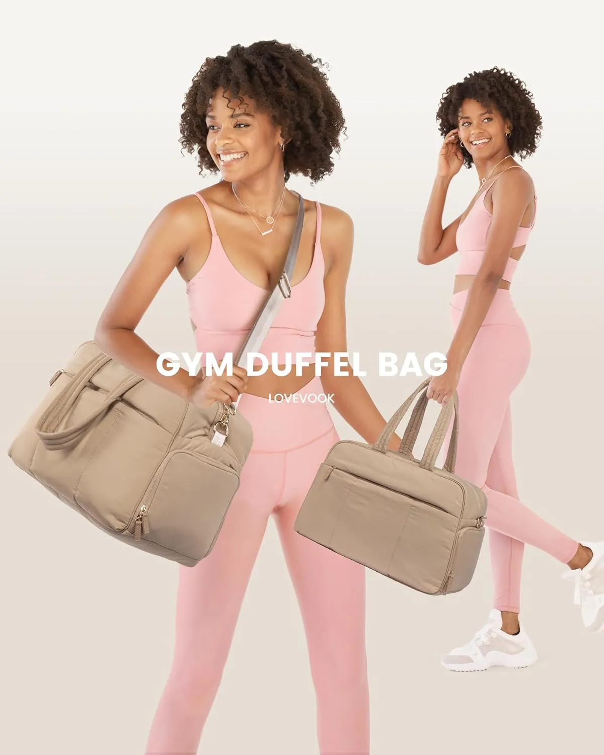 LOVEVOOK Travel Duffel, Gym Bag for Women with Shoe Compartment, Carry-On Weekender with Wet Pocket for Sports