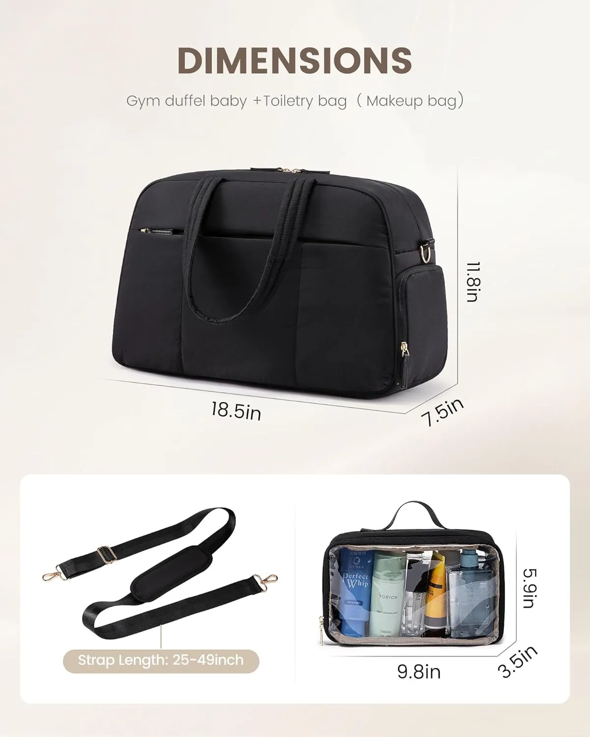 LOVEVOOK Travel Duffel, Gym Bag for Women with Shoe Compartment, Carry On Weekender with Wet Pocket, Water Resistant Puffer Bag for Sports