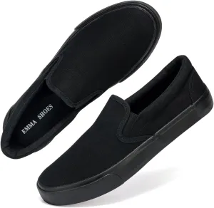 Low-Top Slip Ons Women's Fashion Sneakers Casual Canvas Sneakers for Women Comfortable Flats Breathable Padded Insole Slip on Sneakers Women Low Slip on Shoes