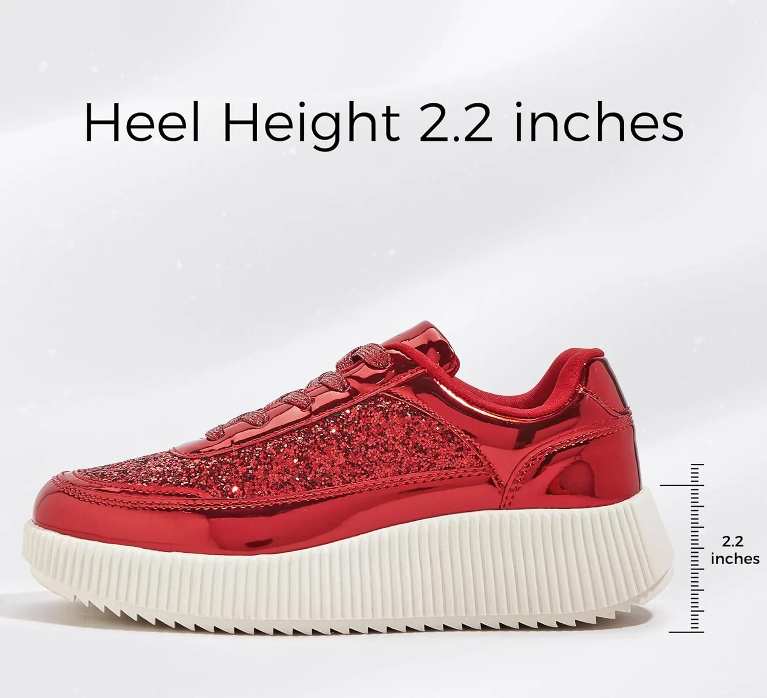 LUCKY STEP Women's Platform Sneakers Rhinestone Fashion Chunky Casual Sparkly Retro Braided Walking Shoes