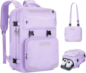 Maelstrom Travel Backpack for Women Men,35L Laptop Backpack Fits 17-Inch Laptop,Waterproof Carry On Backpack for Airplanes with Detachable Crossbody Bag&Shoe Compartment,Purple