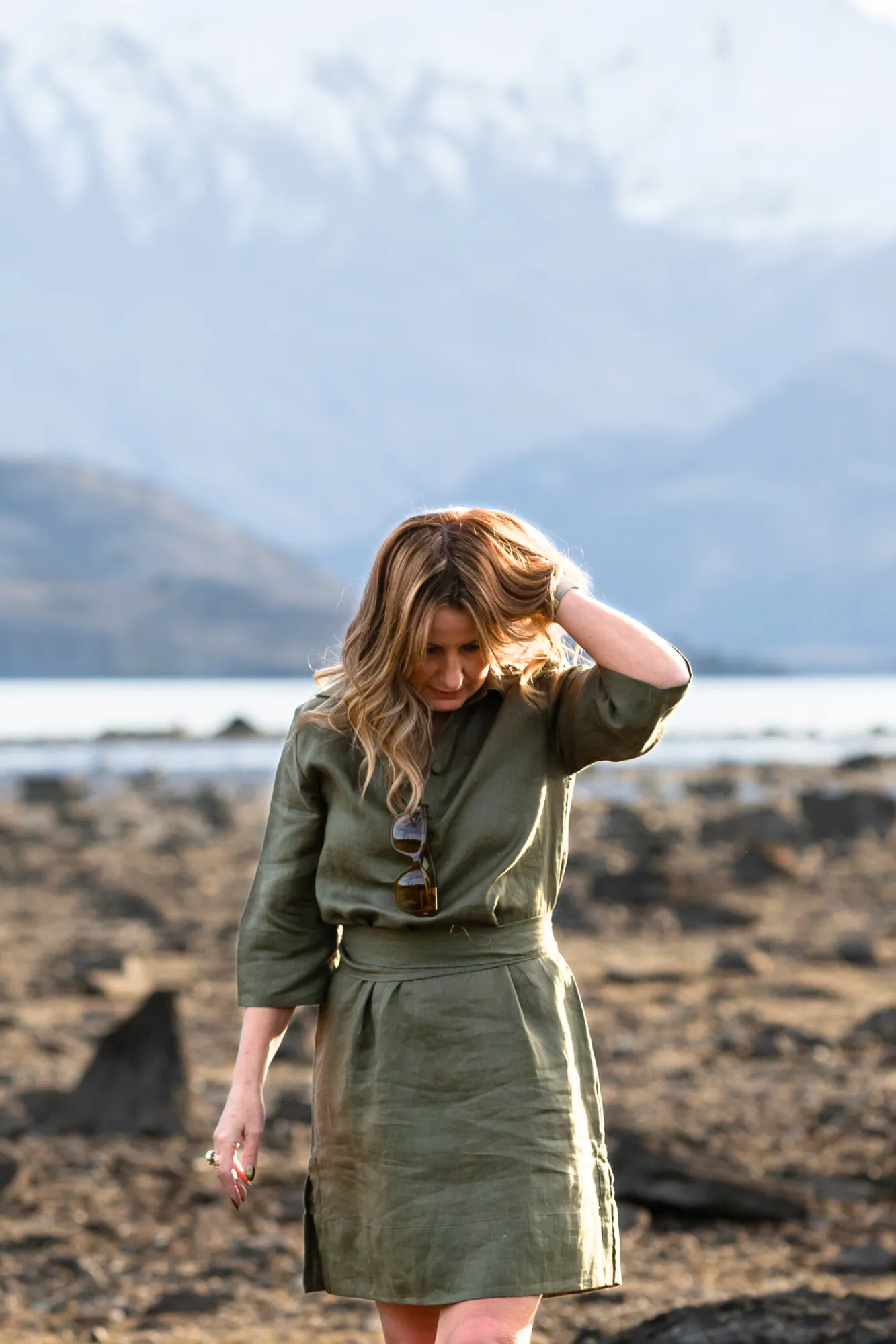 'Margo' Linen Belted Dress - Army Green