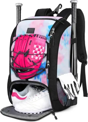 MATEIN Baseball Backpack, Softball Bat Bag with Shoes Compartment for Youth, Boys and Adult, Lightweight Baseball Bag with Fence Hook Hold TBall Bat, Batting Mitten, Helmet, Caps, Teeball Gear