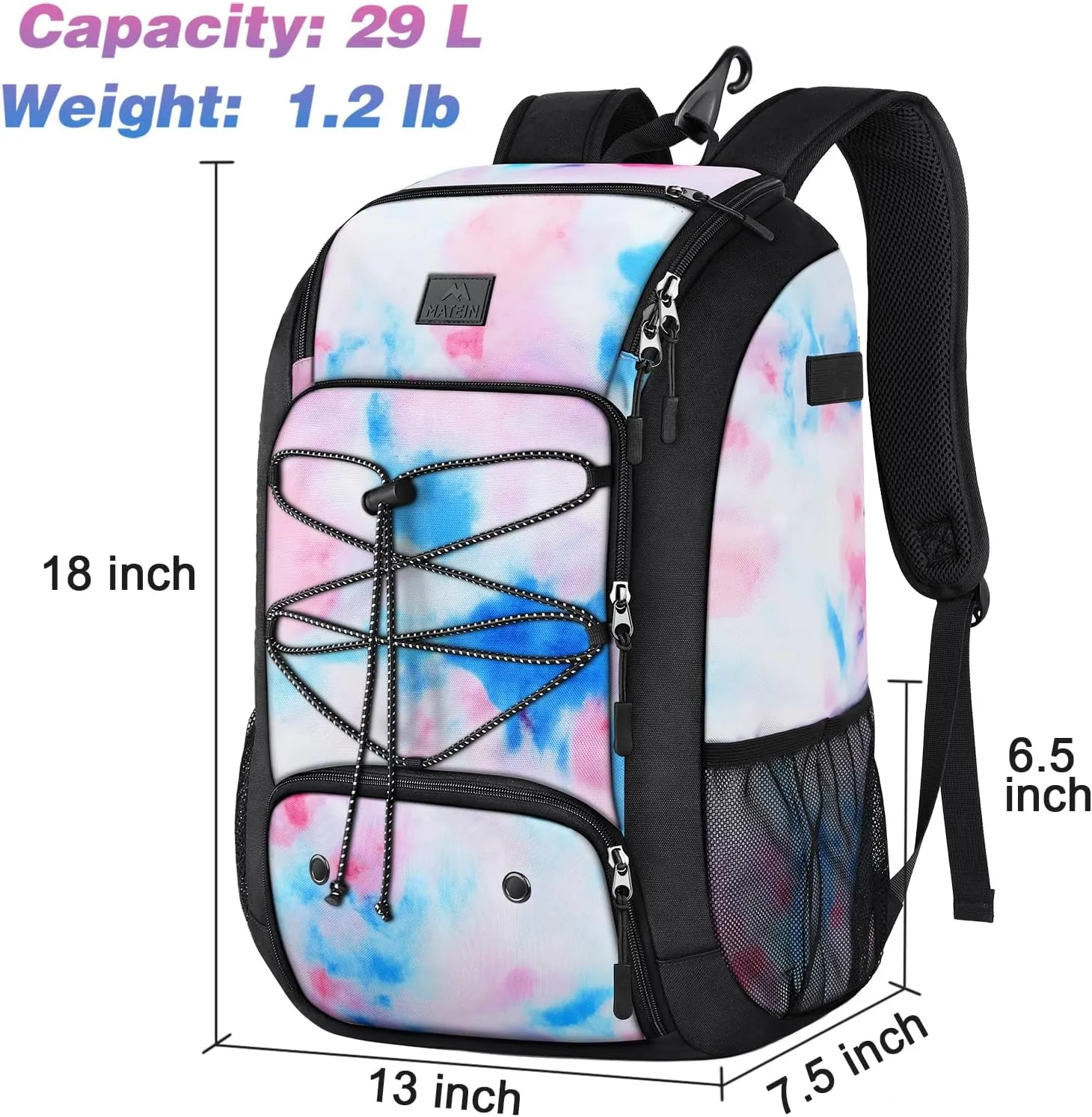 MATEIN Baseball Backpack, Softball Bat Bag with Shoes Compartment for Youth, Boys and Adult, Lightweight Baseball Bag with Fence Hook Hold TBall Bat, Batting Mitten, Helmet, Caps, Teeball Gear