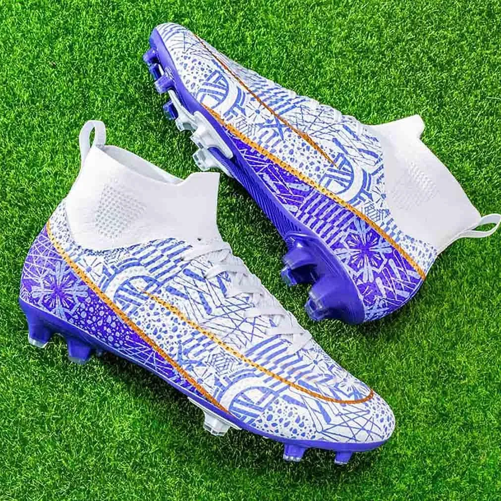 MEBAMY Men's Football Cleats High-Tops Comfortable - Gold-Plated Sole Spikes Soccer Boots for Turf AG