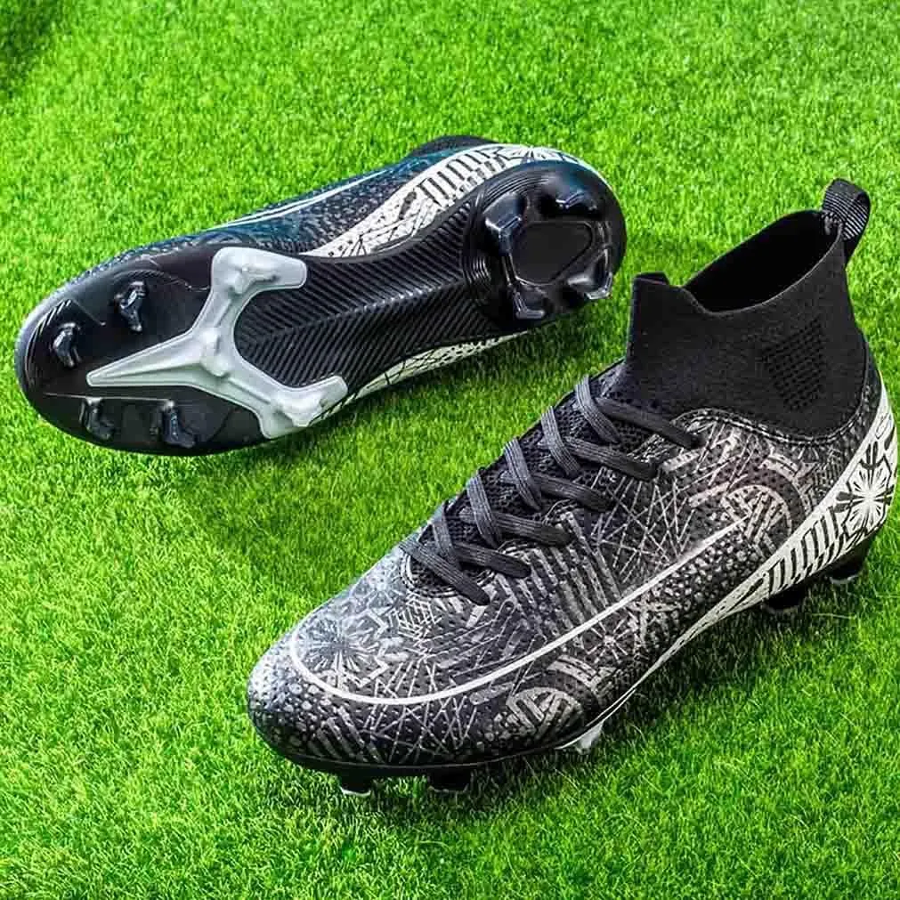MEBAMY Men's Football Cleats High-Tops Comfortable - Gold-Plated Sole Spikes Soccer Boots for Turf AG