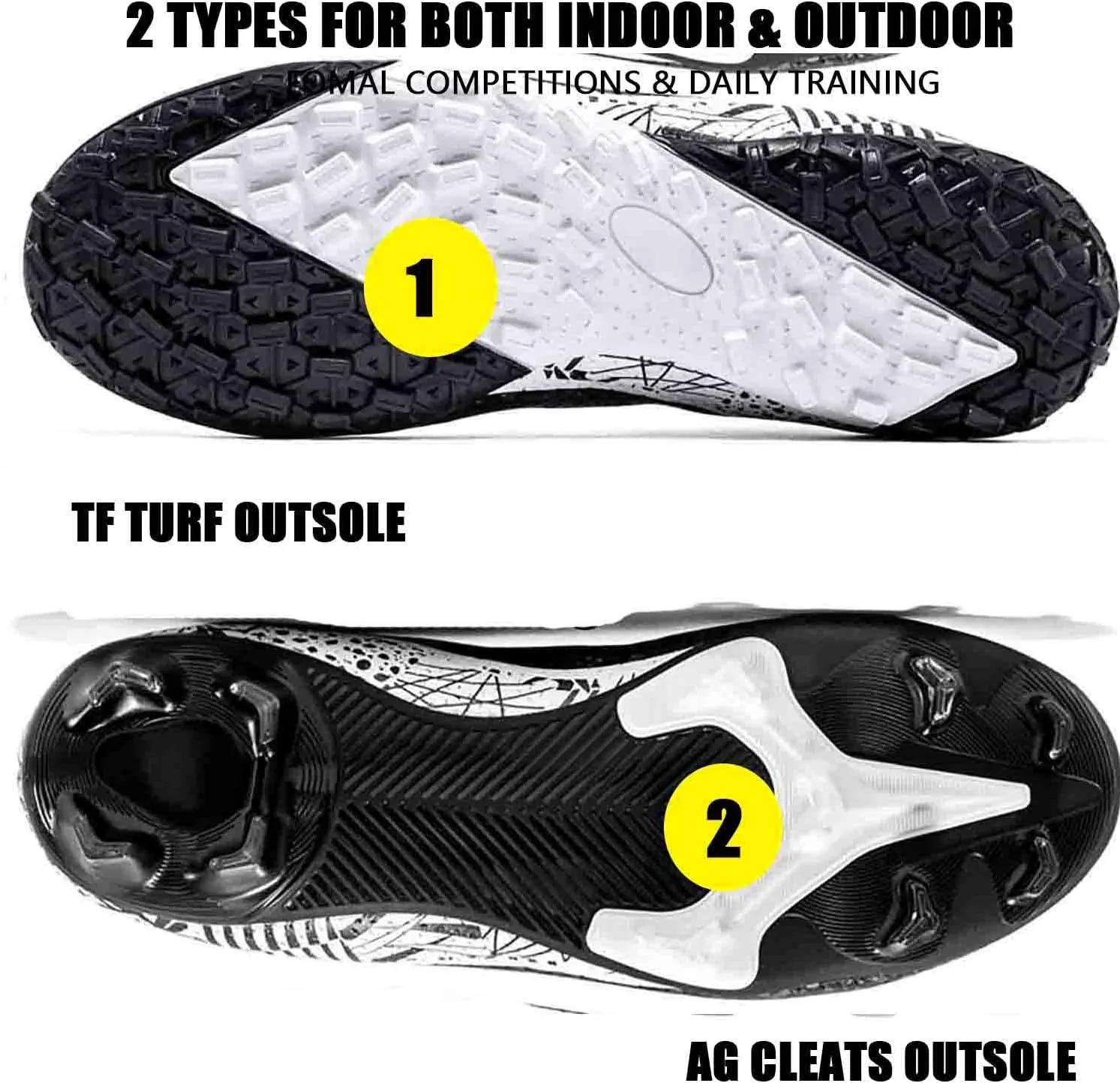 MEBAMY Men's Football Cleats High-Tops Comfortable - Gold-Plated Sole Spikes Soccer Boots for Turf AG