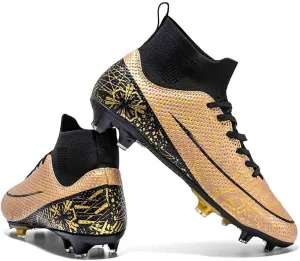 MEBAMY Men's Football Cleats High-Tops Comfortable - Gold-Plated Sole Spikes Soccer Boots for Turf AG