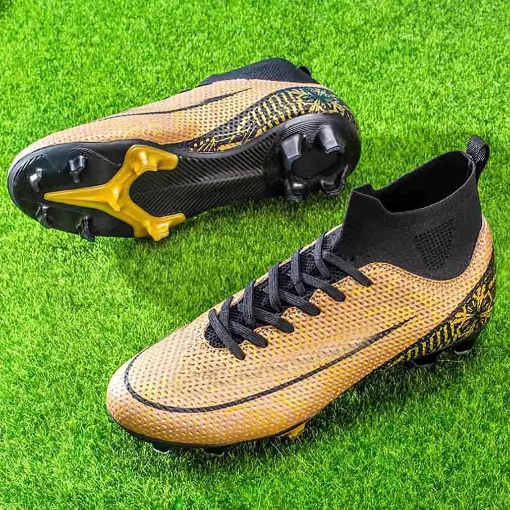 MEBAMY Men's Football Cleats High-Tops Comfortable - Gold-Plated Sole Spikes Soccer Boots for Turf AG
