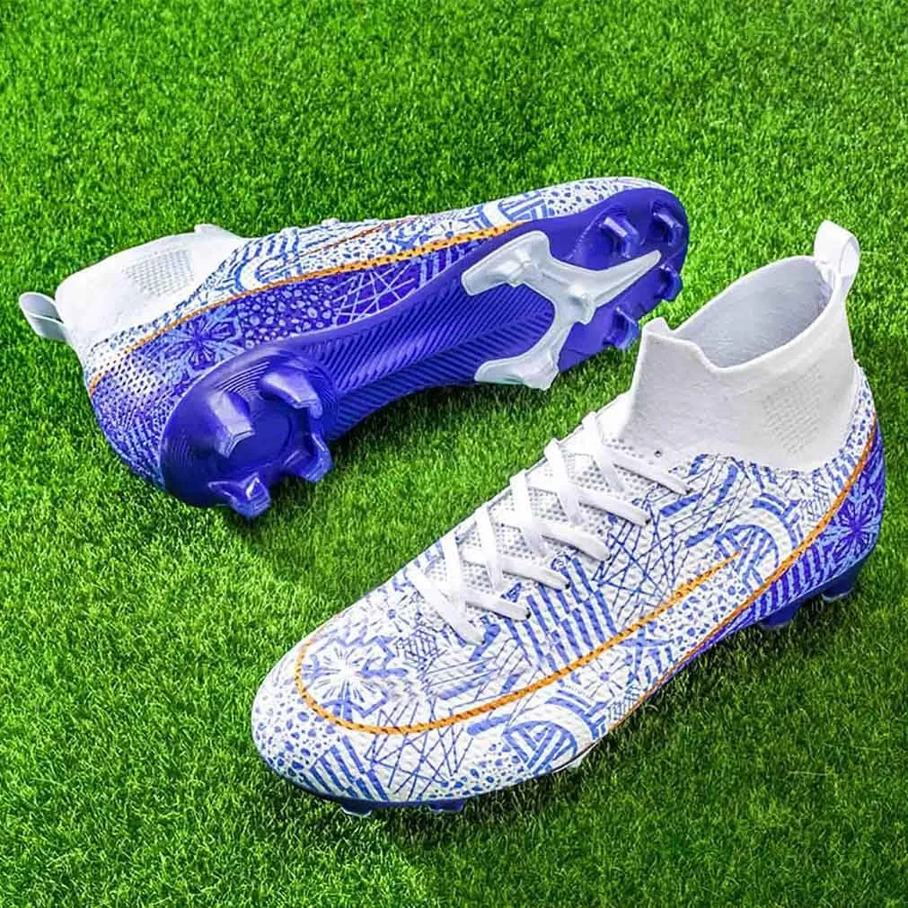 MEBAMY Men's Football Cleats High-Tops Comfortable - Gold-Plated Sole Spikes Soccer Boots for Turf AG
